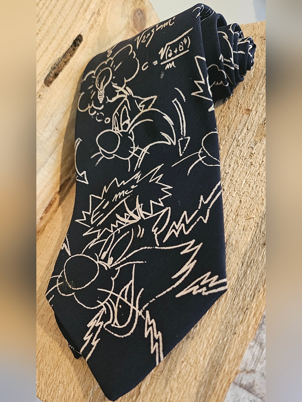 Vintage 1993 Looney Tunes Sylvester Mathematics Tie 100% Silk Made In Italy